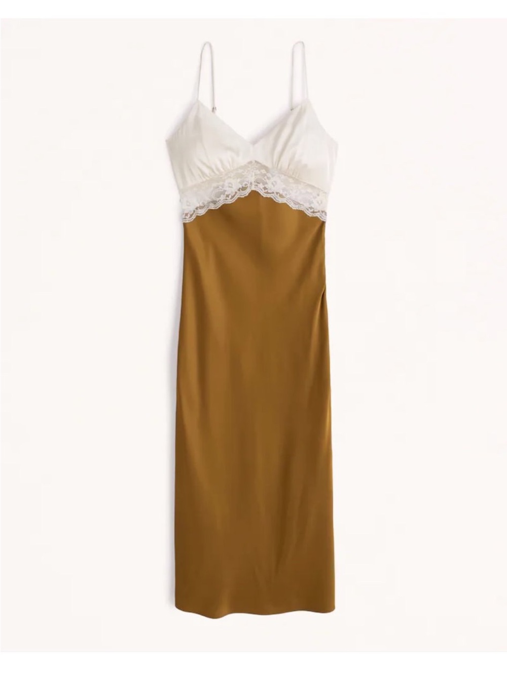 Abercrombie Two-Tone Lace and Satin Midi Slip Dress